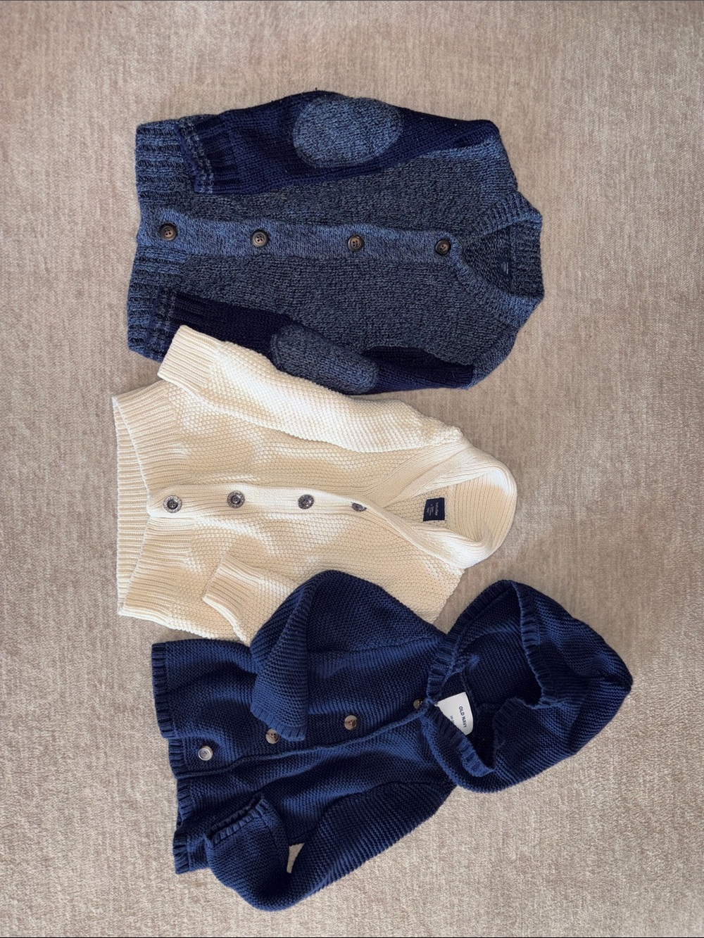Set of Three Baby Knit Cardigans - Navy & Cream